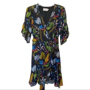 TANYA TAYLOR | Black Silk Mini Wrap Dress 4